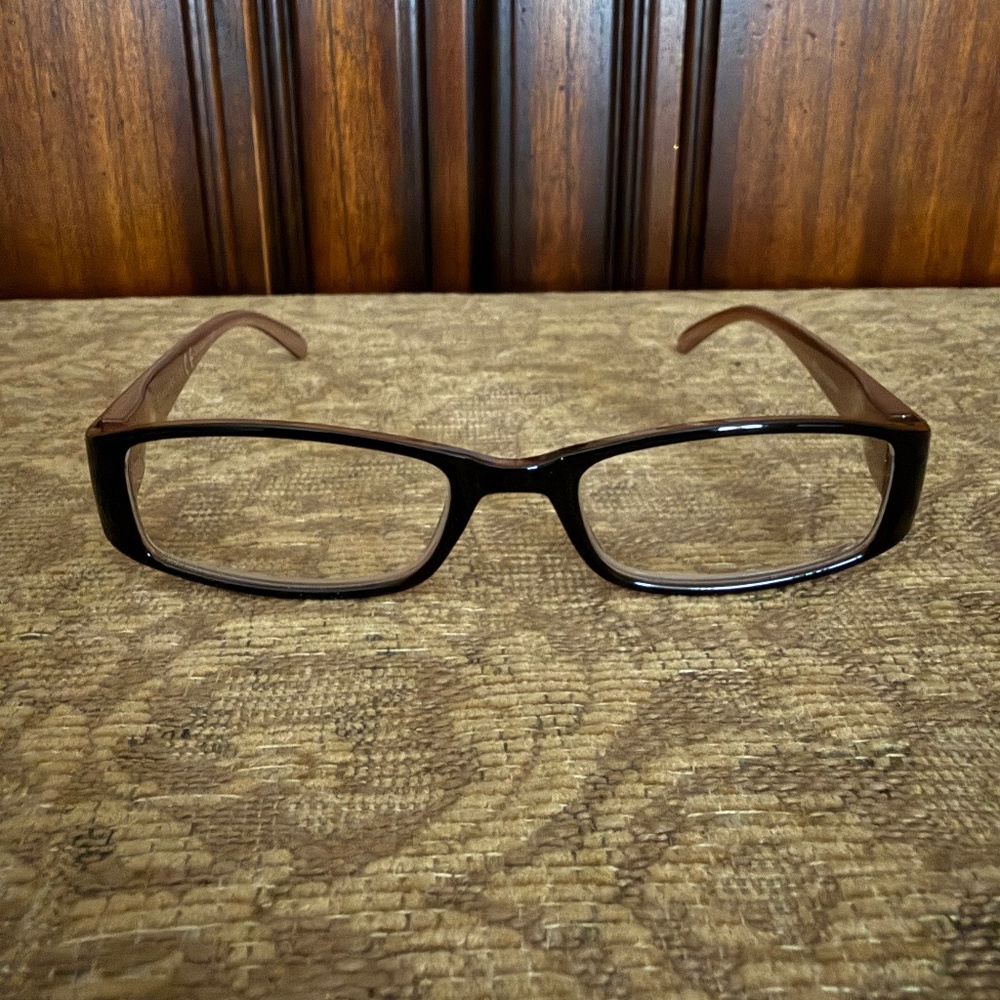 Women's Sight Station Square Frame Brown Reading Glasses + 1.25 Strength
